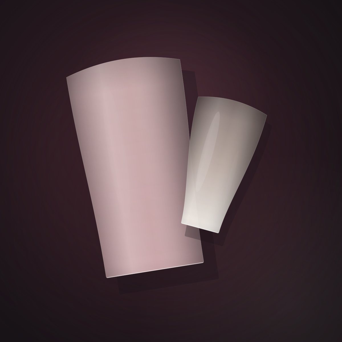 Square nail tip in a matte rose dipping powder finish