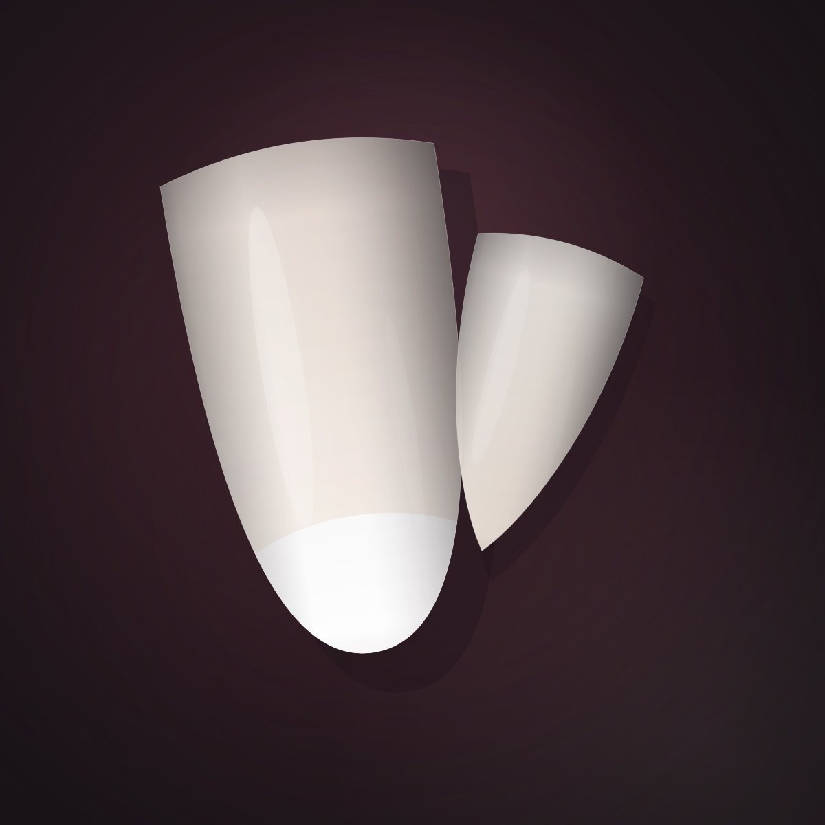 Oval nail tip with a classic French finish — ivory base and a white free edge