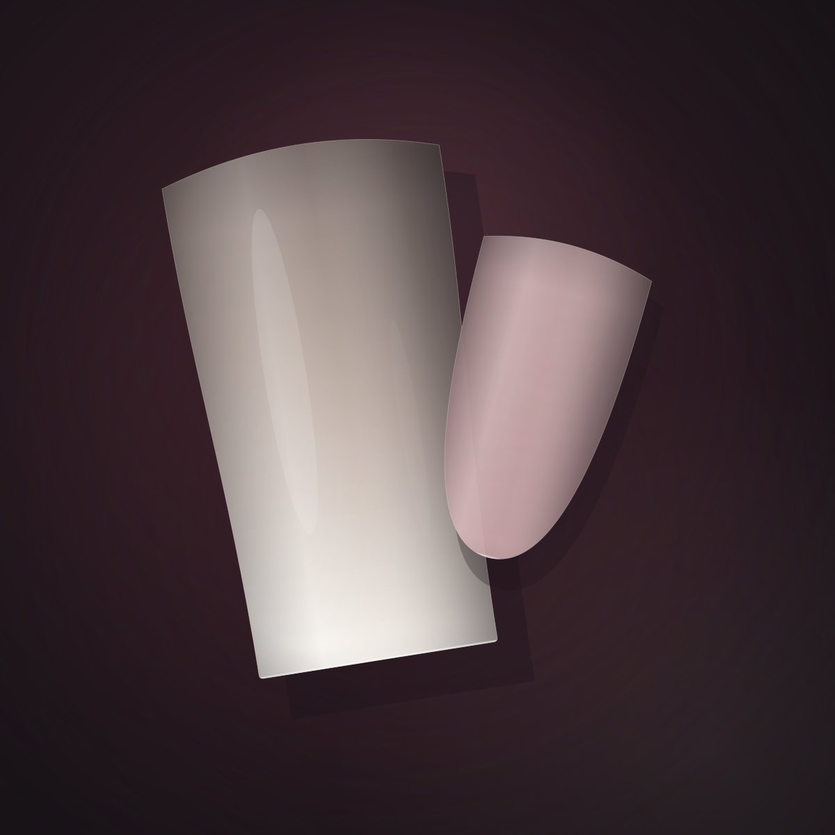 Square nail tip in a soft taupe-to-ivory ombré, representing the KD Nails pedicure colour range